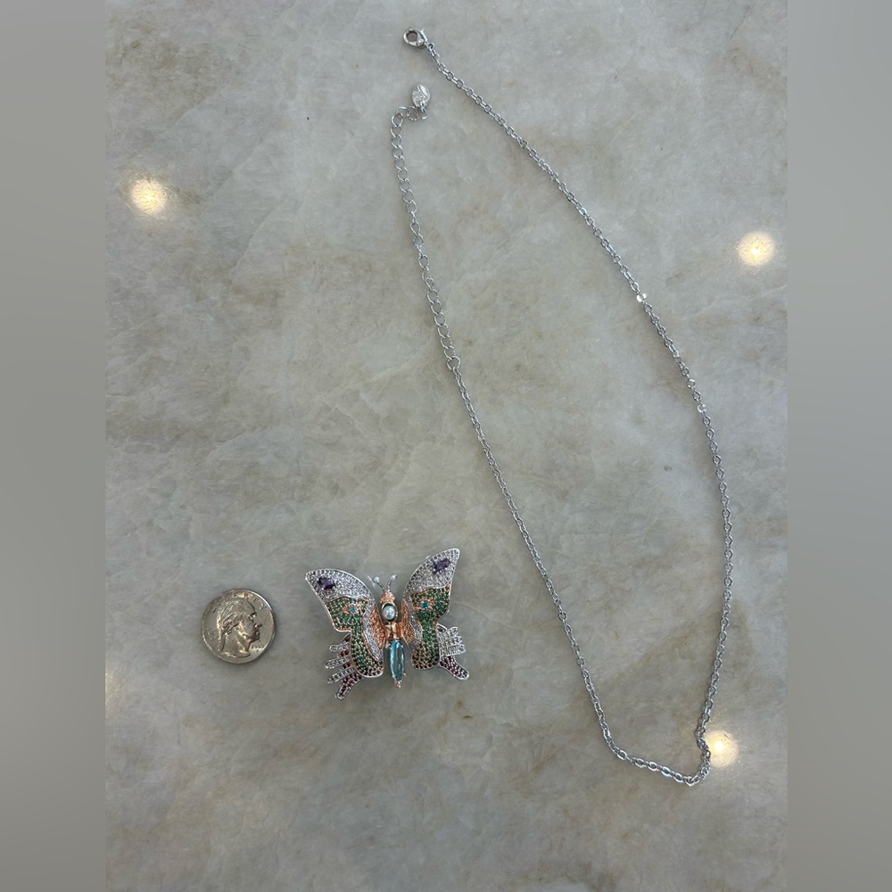 Swarovski JCB jewelry collection crystal & pearl butterfly brooch necklace 🦋